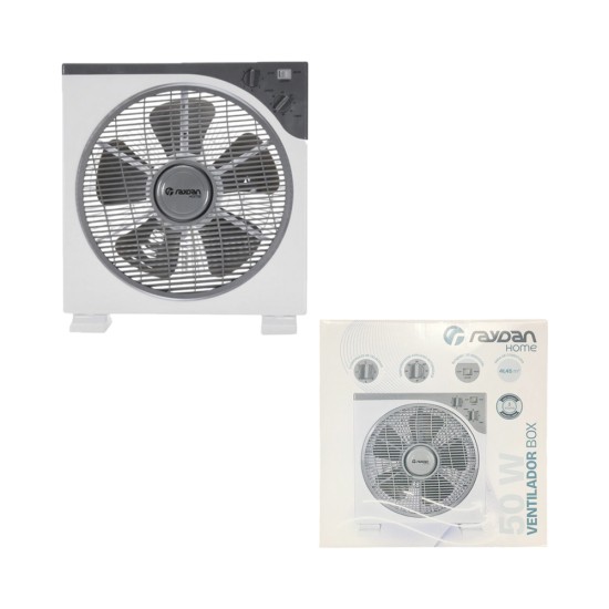 Ventoinha de Mesa Raydan Box Home 30CM/50W com Controlador de 3 Velocidades na Base Branco